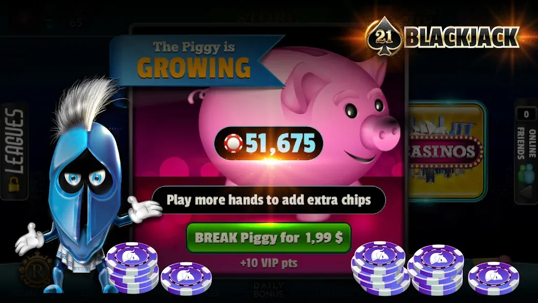 BlackJack 21 - Online Casino МОД/Взлом [Много денег, Монет и Все открыто] Screenshot 5