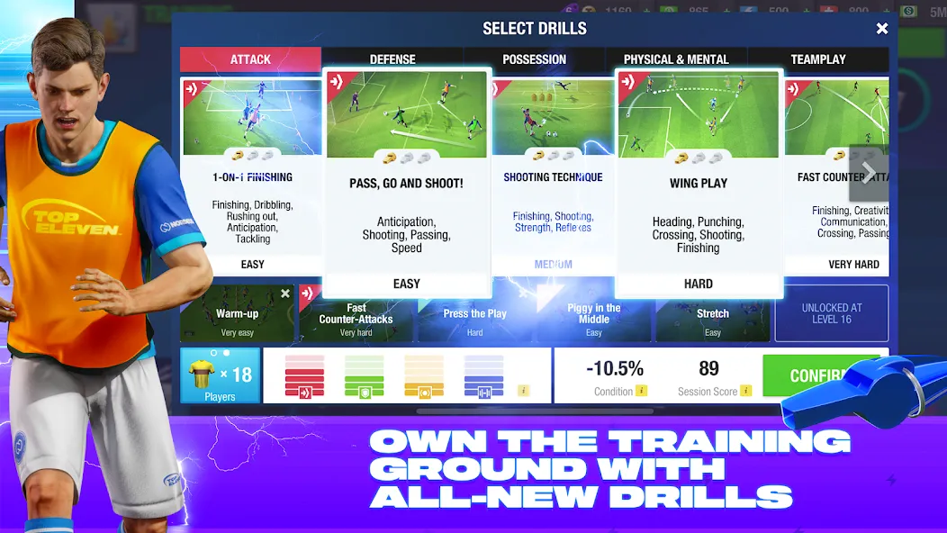 Top Eleven Be a Soccer Manager (Топ Илевен Би Футбол Менеджер) МОД/Взлом [Все открыто, Дополнительные деньги и Меню MOD] Screenshot 4