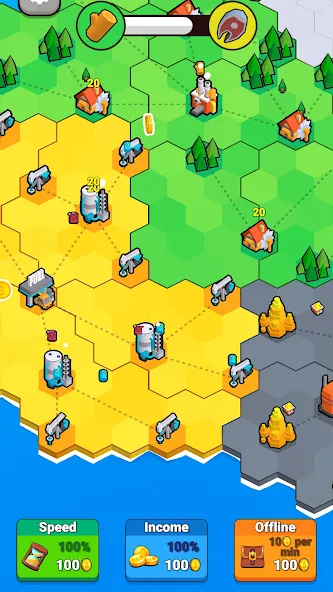 Factory World: Connect Map (Фактори Ворлд) МОД/Взлом [Много денег, Монет и Все открыто] Screenshot 2
