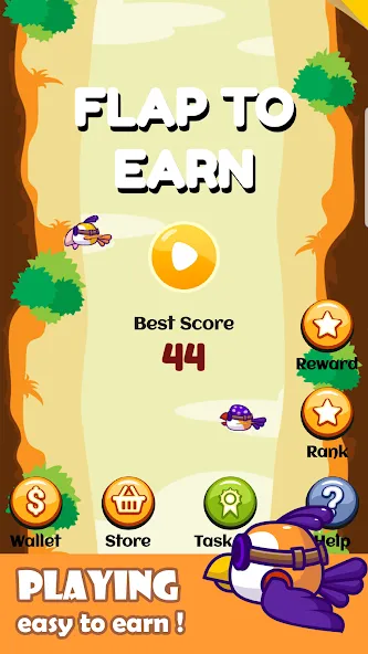 Flap To Earn (Флап Ту Ирн) МОД/Взлом [Деньги, Монеты и Меню MOD] Screenshot 1