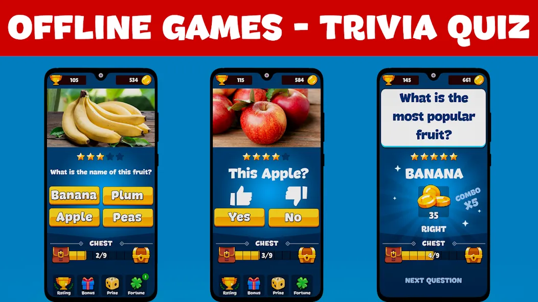 Trivia Quiz: Fun Offline Games МОД/Взлом [Деньги, Монеты и Меню MOD] Screenshot 1