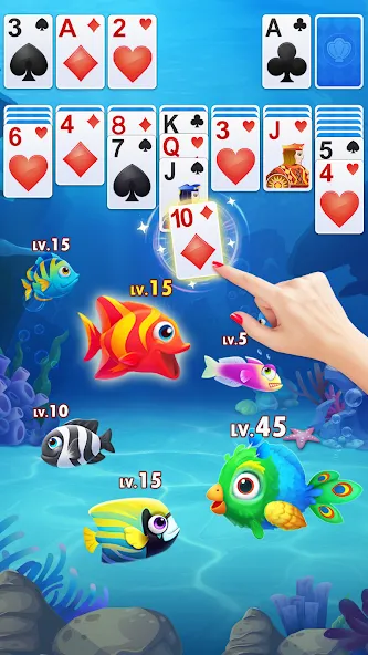 Solitaire Fish МОД/Взлом [Деньги, Монеты и Меню MOD] Screenshot 2