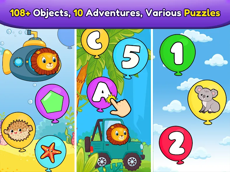 Balloon Pop Kids Learning Game МОД/Взлом [Меню, Бесконечные монеты и Открытые уровни] Screenshot 1