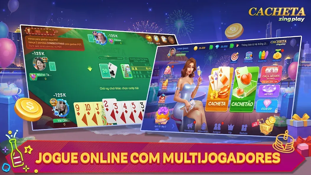 Cacheta - Pife - Jogo online (Кашета) МОД/Взлом [Меню, Бесконечные монеты и Открытые уровни] Screenshot 1