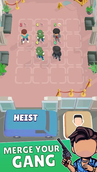 Merge Gangster Heist vs Police (Мердж Гангстер Хейст) МОД/Взлом [Все открыто, Дополнительные деньги и Меню MOD] Screenshot 1