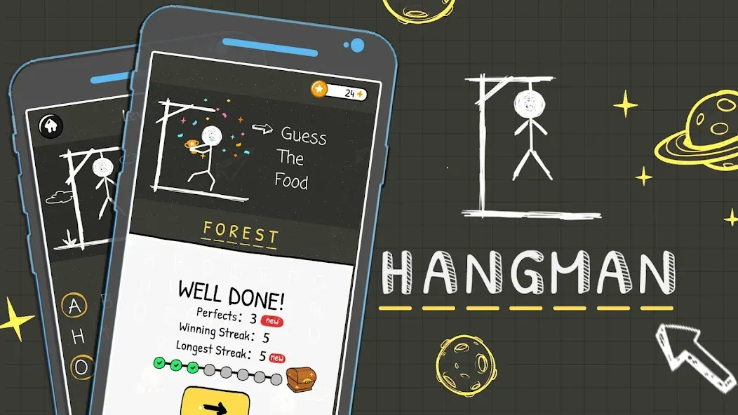 Hangman Words:Two Player Games МОД/Взлом [Бесконечные деньги, Монеты и Мега MOD] Screenshot 1