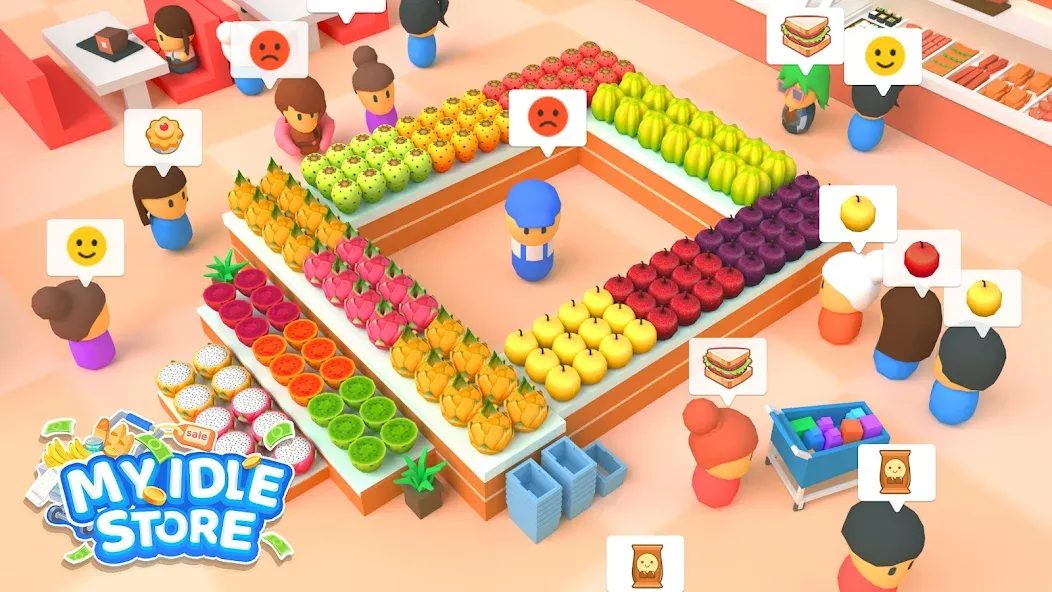 My Idle Supermarket Simulator (Мой Айдл Стор) МОД/Взлом [Меню, Бесконечные монеты и Открытые уровни] Screenshot 1