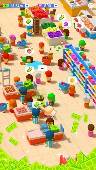 My Idle Supermarket Simulator (Мой Айдл Стор) МОД/Взлом [Меню, Бесконечные монеты и Открытые уровни] Screenshot 3