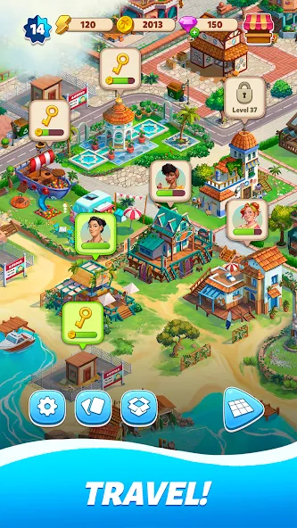 Travel Town - Merge Adventure (Трэвел Таун) МОД/Взлом [Меню, Бесконечные монеты и Открытые уровни] Screenshot 4