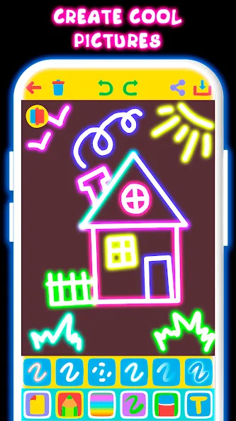 Drawing For Kids - Glow Draw МОД/Взлом [Бесконечные деньги, Монеты и Мега MOD] Screenshot 1