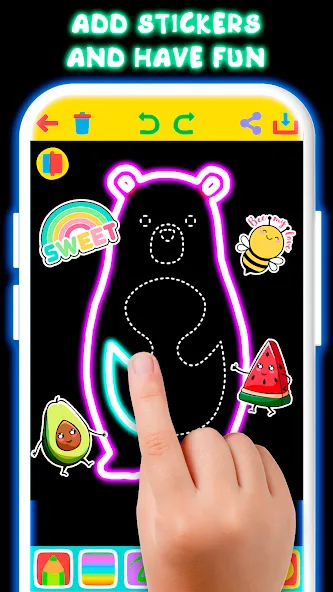Drawing For Kids - Glow Draw МОД/Взлом [Бесконечные деньги, Монеты и Мега MOD] Screenshot 2