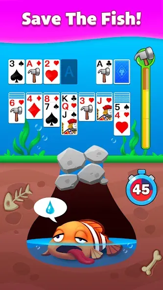 Solitaire Fish МОД/Взлом [Много монет, Открытые уровни и Мега MOD] Screenshot 2
