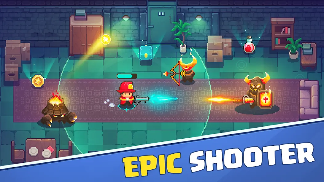 Firefighter: pixel shooter МОД/Взлом [Меню, Бесконечные монеты и Открытые уровни] Screenshot 1