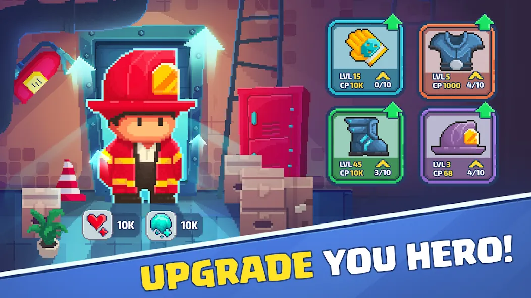 Firefighter: pixel shooter МОД/Взлом [Меню, Бесконечные монеты и Открытые уровни] Screenshot 5