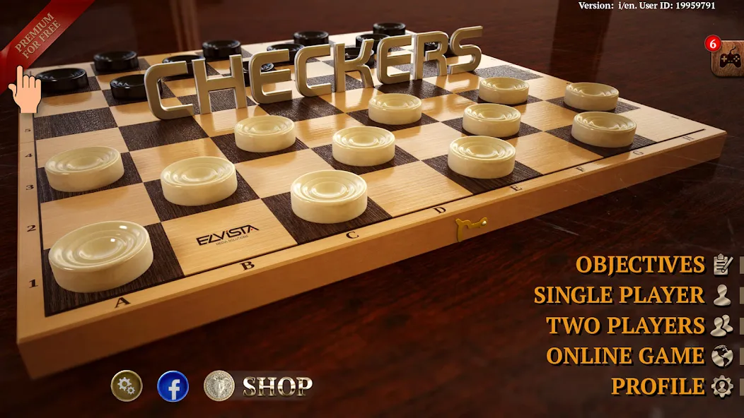 Checkers Online Elite МОД/Взлом [Деньги, Монеты и Меню MOD] Screenshot 1