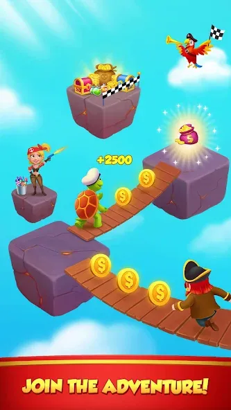 Coin Rush - Pirate GO! (Коин Раш) МОД/Взлом [Меню, Бесконечные монеты и Открытые уровни] Screenshot 2