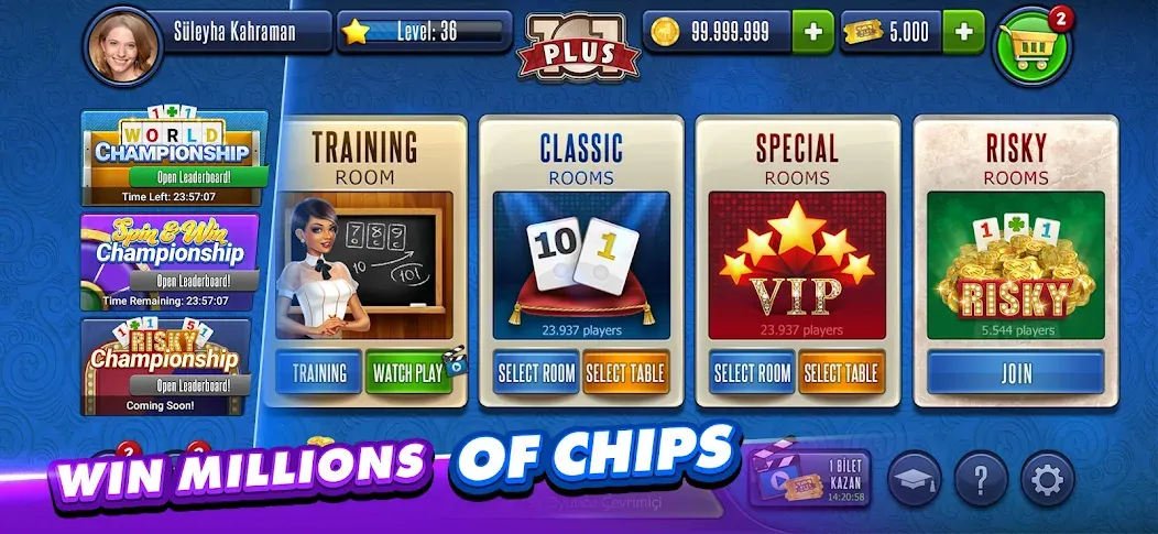 101 Okey Plus Rummy Board Game МОД/Взлом [Много денег, Монет и Все открыто] Screenshot 1