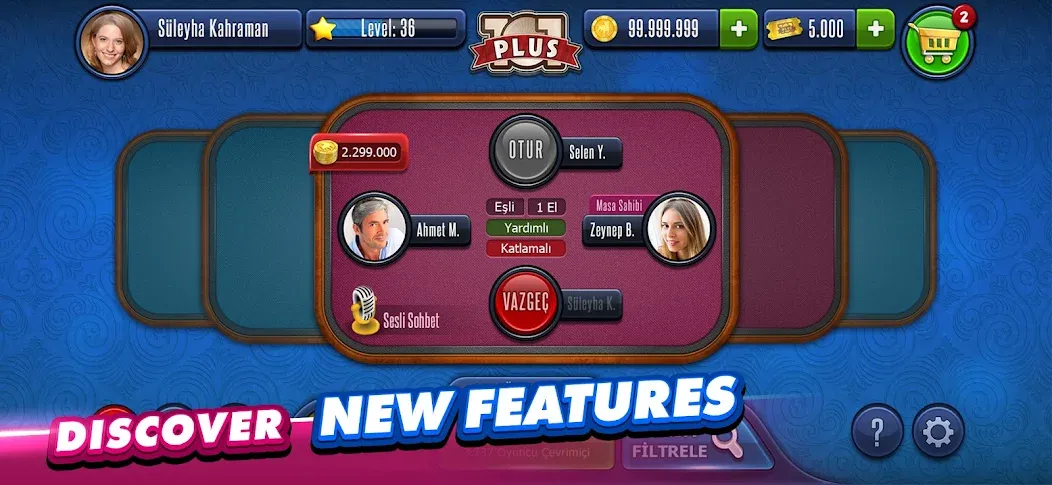 101 Okey Plus Rummy Board Game МОД/Взлом [Много денег, Монет и Все открыто] Screenshot 3