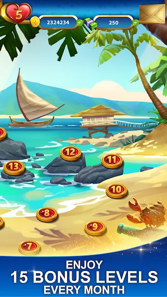 Lost Jewels - Match 3 Puzzle (Лост Джуэлс) МОД/Взлом [Меню, Бесконечные монеты и Открытые уровни] Screenshot 2