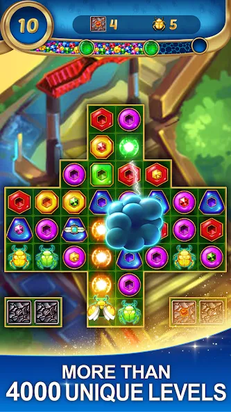 Lost Jewels - Match 3 Puzzle (Лост Джуэлс) МОД/Взлом [Меню, Бесконечные монеты и Открытые уровни] Screenshot 4