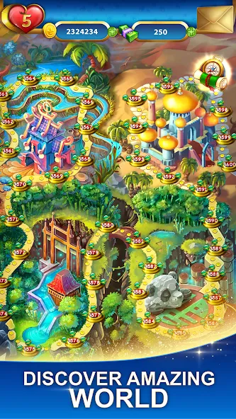 Lost Jewels - Match 3 Puzzle (Лост Джуэлс) МОД/Взлом [Меню, Бесконечные монеты и Открытые уровни] Screenshot 5
