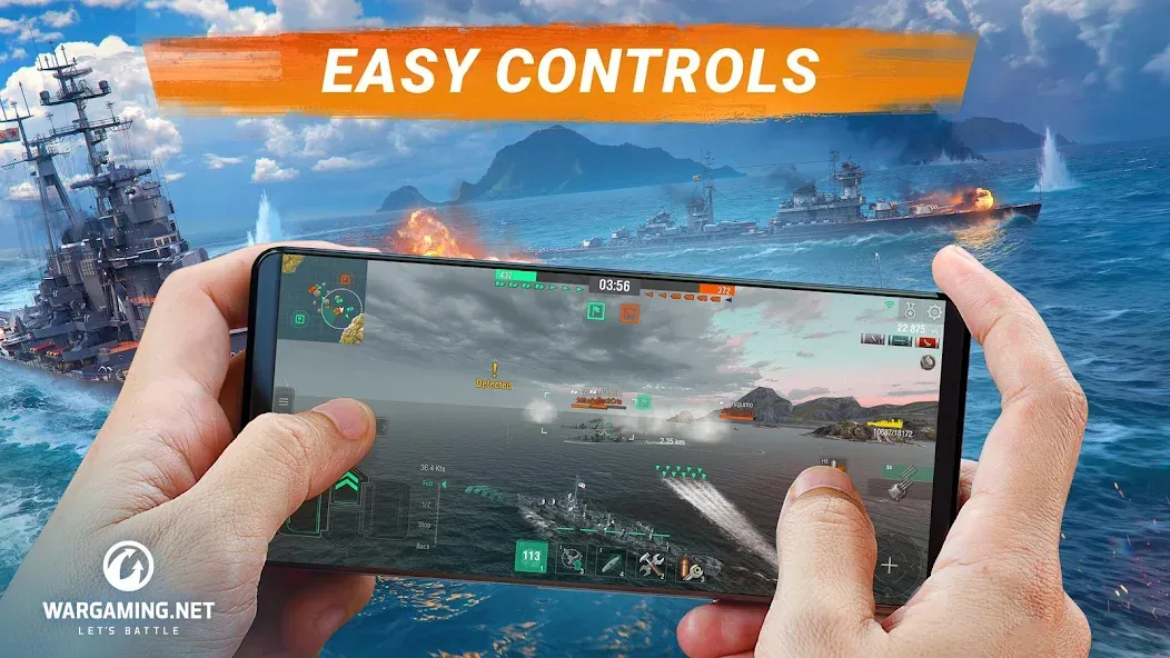World of Warships Blitz War (Ворлд оф Варшипс Блиц Вар) МОД/Взлом [Меню, Бесконечные монеты и Открытые уровни] Screenshot 1