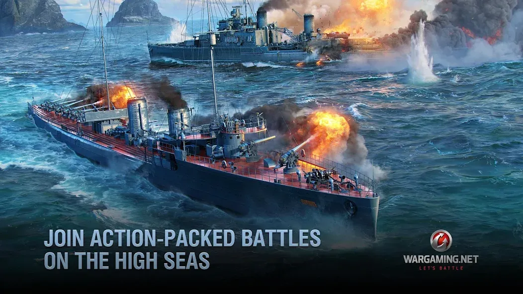 World of Warships Blitz War (Ворлд оф Варшипс Блиц Вар) МОД/Взлом [Меню, Бесконечные монеты и Открытые уровни] Screenshot 2