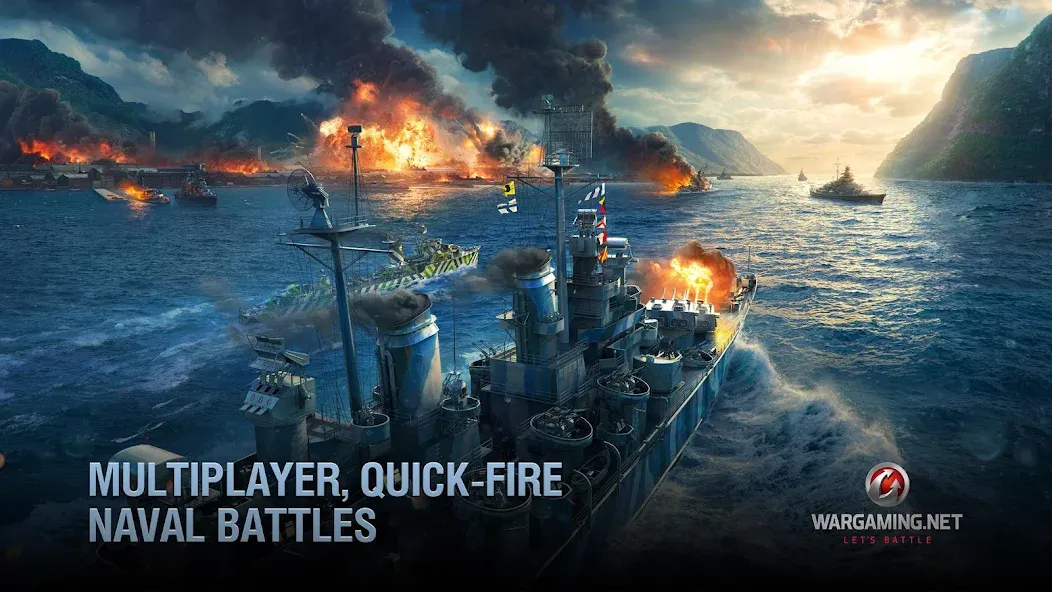 World of Warships Blitz War (Ворлд оф Варшипс Блиц Вар) МОД/Взлом [Меню, Бесконечные монеты и Открытые уровни] Screenshot 4