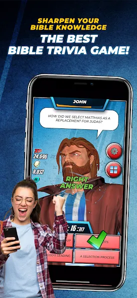 Bible Trivia Game: Heroes (Библейская игра викторина) МОД/Взлом [Все открыто, Дополнительные деньги и Меню MOD] Screenshot 1