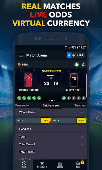 Sports Betting Game - BETUP МОД/Взлом [Меню, Бесконечные монеты и Открытые уровни] Screenshot 1