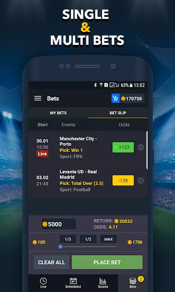 Sports Betting Game - BETUP МОД/Взлом [Меню, Бесконечные монеты и Открытые уровни] Screenshot 5