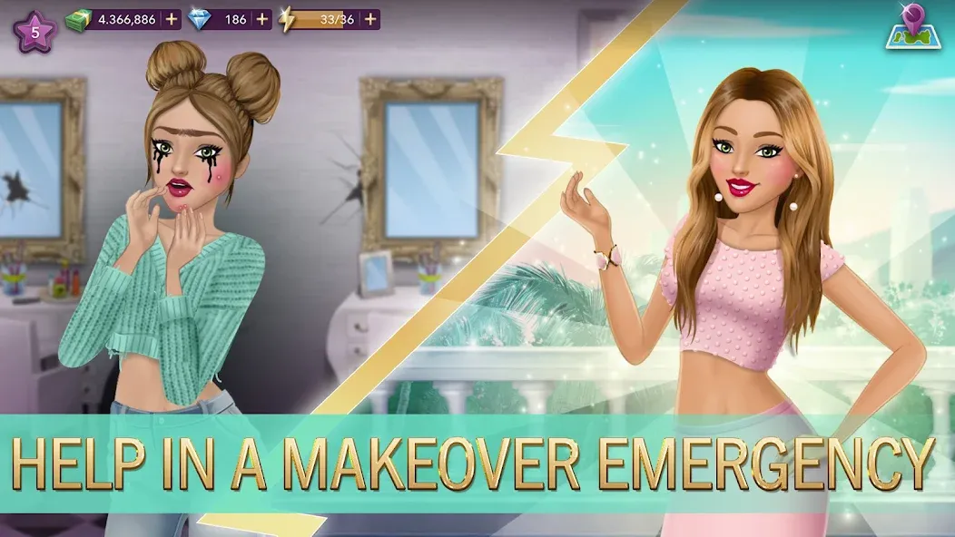 Hollywood Story®: Fashion Star (Холливуд Стори) МОД/Взлом [Меню, Бесконечные монеты и Открытые уровни] Screenshot 1