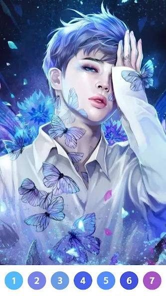 KPOP Paint by Number Coloring (КПОП Картина по номерам для раскрашивания) МОД/Взлом [Меню, Бесконечные монеты и Открытые уровни] Screenshot 1