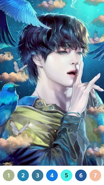 KPOP Paint by Number Coloring (КПОП Картина по номерам для раскрашивания) МОД/Взлом [Меню, Бесконечные монеты и Открытые уровни] Screenshot 2