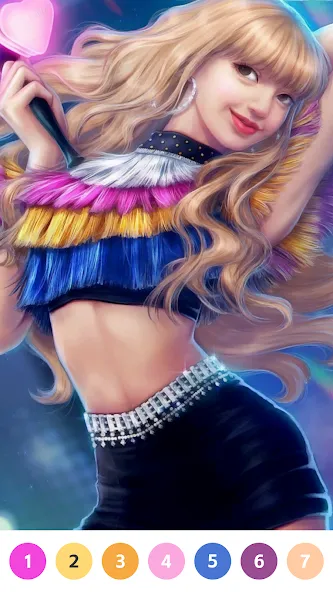 KPOP Paint by Number Coloring (КПОП Картина по номерам для раскрашивания) МОД/Взлом [Меню, Бесконечные монеты и Открытые уровни] Screenshot 3