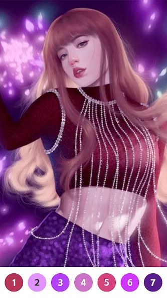 KPOP Paint by Number Coloring (КПОП Картина по номерам для раскрашивания) МОД/Взлом [Меню, Бесконечные монеты и Открытые уровни] Screenshot 4