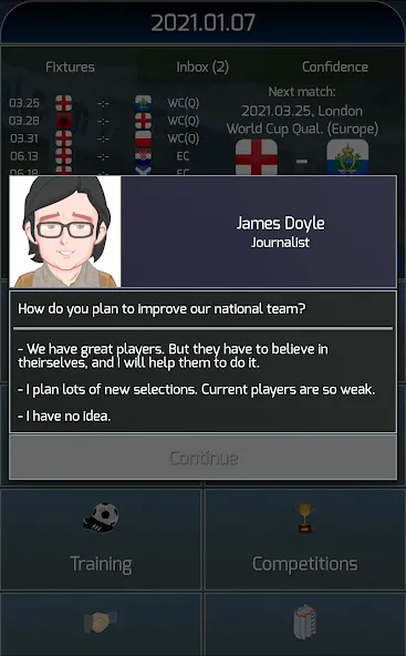 True Football National Manager (Тру Футбол Национальный Менеджер) МОД/Взлом [Все открыто, Дополнительные деньги и Меню MOD] Screenshot 2