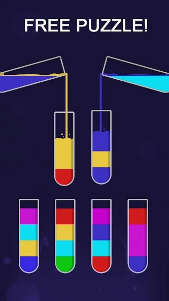 Color Sort Puzzle-Puzzle Game (Цветной головоломка сортировки) МОД/Взлом [Все открыто, Дополнительные деньги и Меню MOD] Screenshot 5