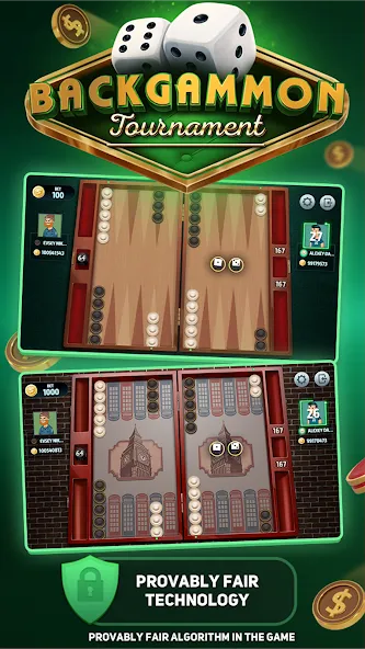 Backgammon Tournament МОД/Взлом [Все открыто, Дополнительные деньги и Меню MOD] Screenshot 1