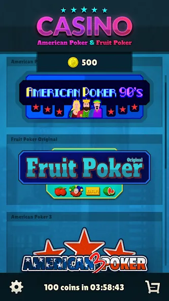 American Poker 90's Casino МОД/Взлом [Все открыто, Дополнительные деньги и Меню MOD] Screenshot 1