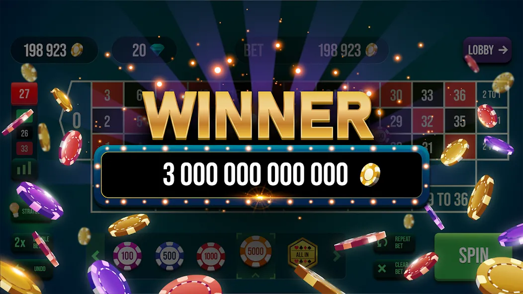 Roulette All Star: Casino Game (Рулетка Олл Стар) МОД/Взлом [Меню, Бесконечные монеты и Открытые уровни] Screenshot 5