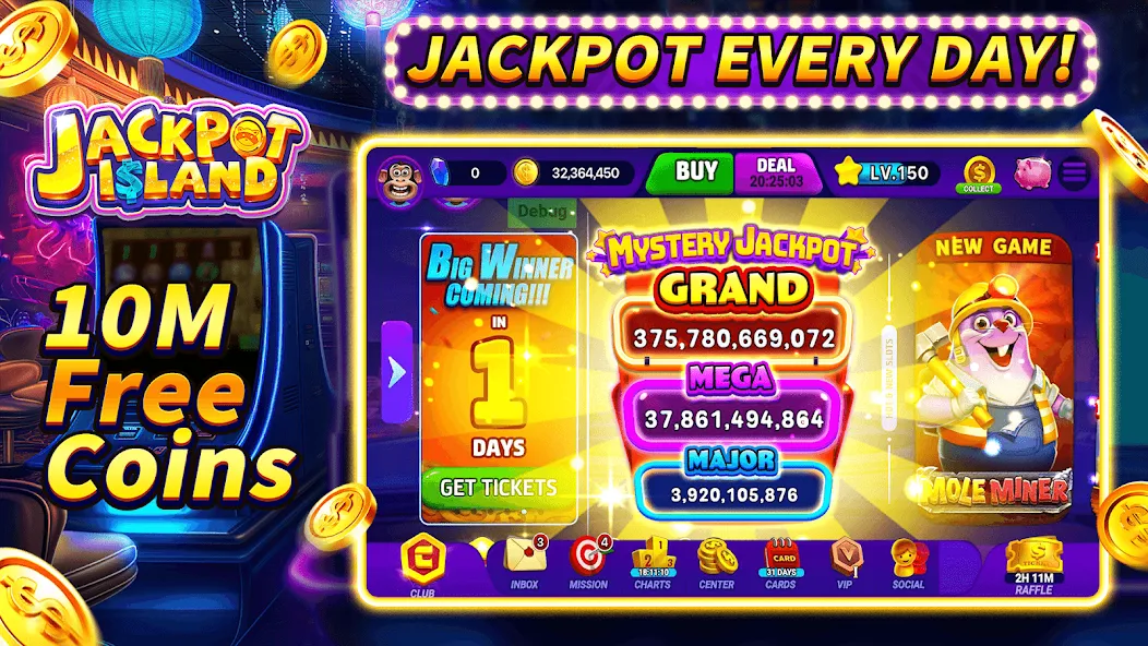 Jackpot Island - Slots Machine (Джекпот Айленд) МОД/Взлом [Деньги, Монеты и Меню MOD] Screenshot 1