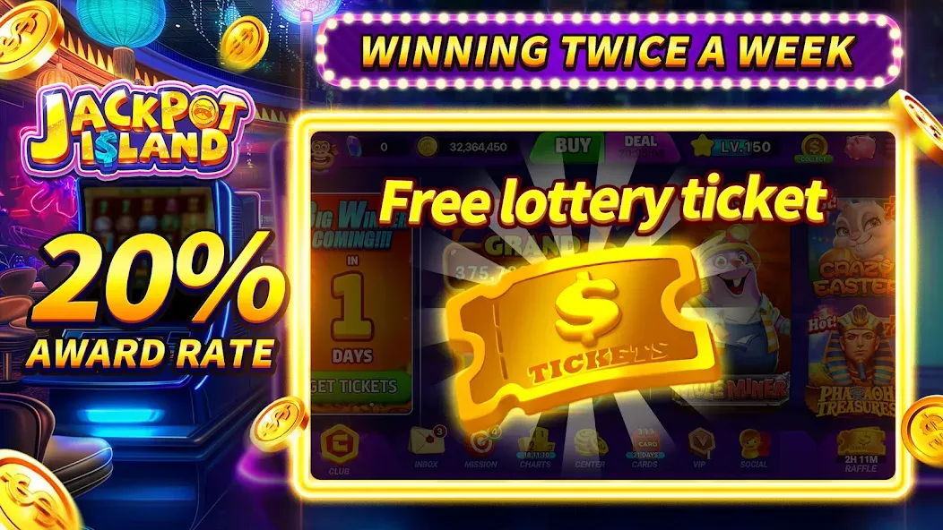 Jackpot Island - Slots Machine (Джекпот Айленд) МОД/Взлом [Деньги, Монеты и Меню MOD] Screenshot 2