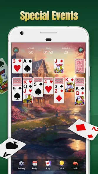 Solitaire - Classic Card Games МОД/Взлом [Все открыто, Дополнительные деньги и Меню MOD] Screenshot 3