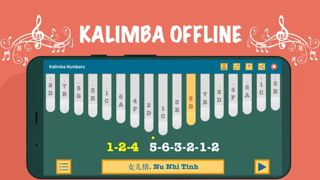 Kalimba App With Songs Numbers (Калимба приложение с песнями и цифрами) МОД/Взлом [Меню, Бесконечные монеты и Открытые уровни] Screenshot 1