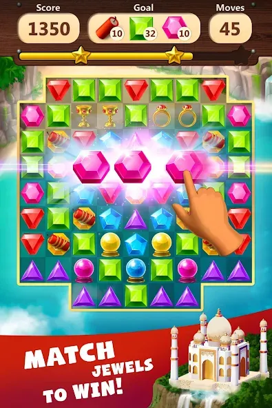 Jewels Planet - Match 3 Puzzle МОД/Взлом [Меню, Бесконечные монеты и Открытые уровни] Screenshot 1