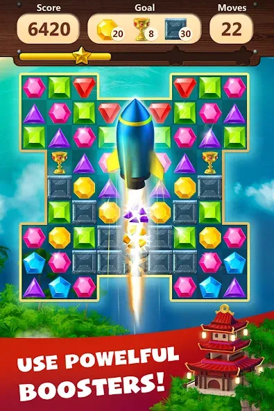Jewels Planet - Match 3 Puzzle МОД/Взлом [Меню, Бесконечные монеты и Открытые уровни] Screenshot 4