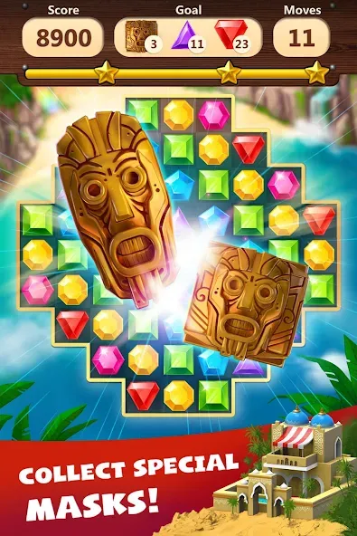 Jewels Planet - Match 3 Puzzle МОД/Взлом [Меню, Бесконечные монеты и Открытые уровни] Screenshot 5