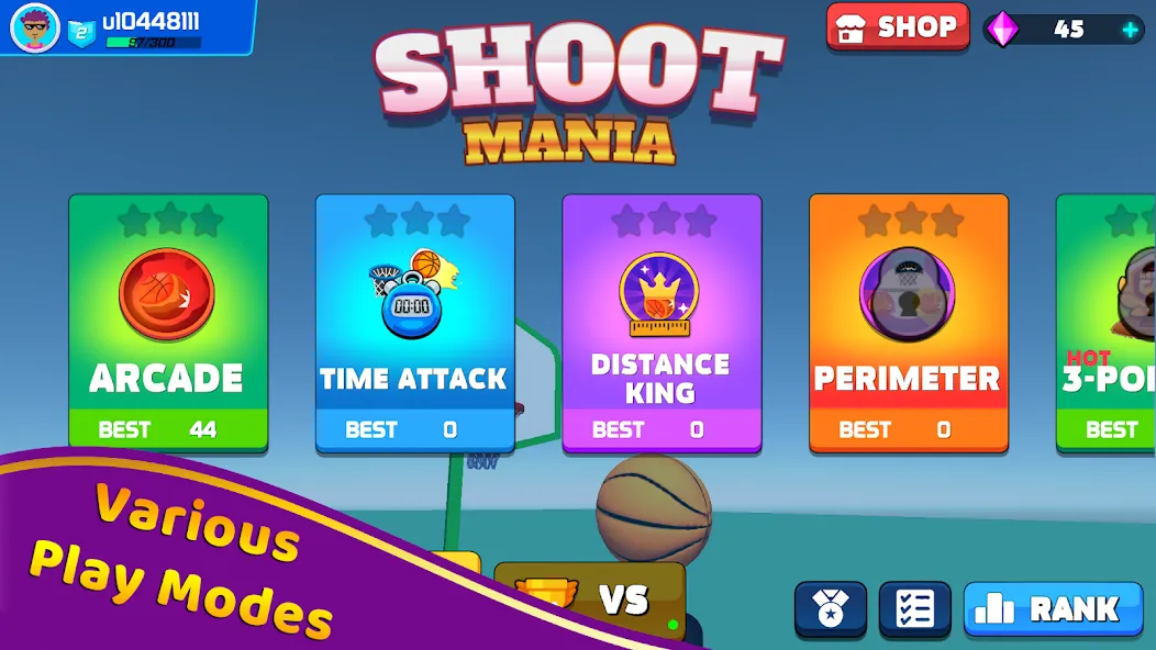 Shoot Challenge Basketball (Шут Челлендж Баскетбол) МОД/Взлом [Меню, Бесконечные монеты и Открытые уровни] Screenshot 2