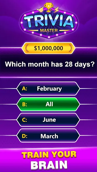 Trivia Master - Word Quiz Game (ТРИВИЯ Мастер) МОД/Взлом [Все открыто, Дополнительные деньги и Меню MOD] Screenshot 5